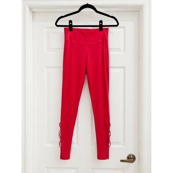 Victoria's Secret Pants - Victoria's Secret Sport Knockout Lace-Up Ankle Leggings Pink Women Size M
